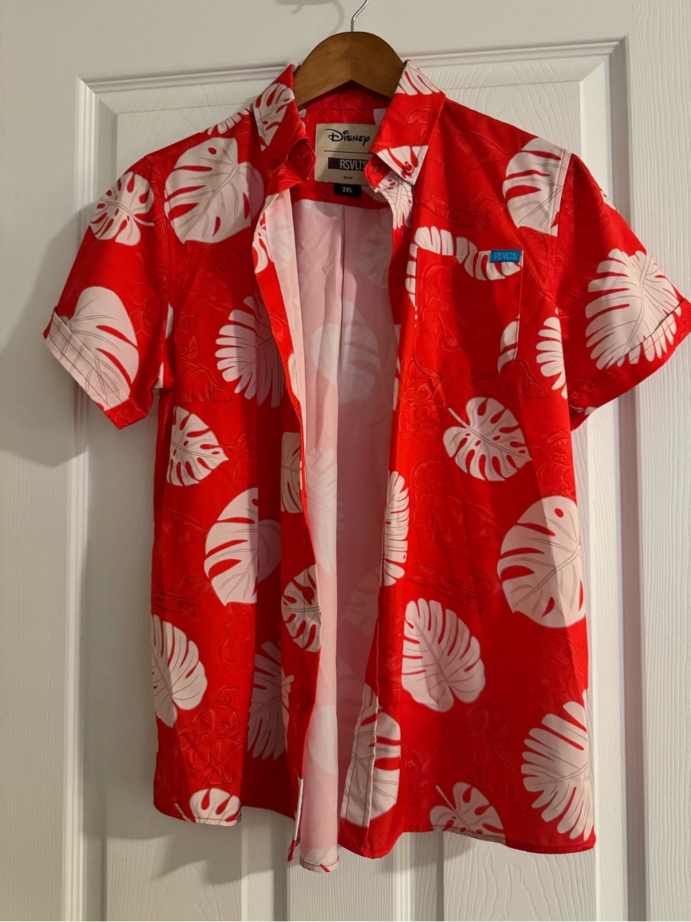 Boys 2XL RSVLTS Disney Lilo and Stitch Pattern Tropical Print Short-Sleeve Shirt